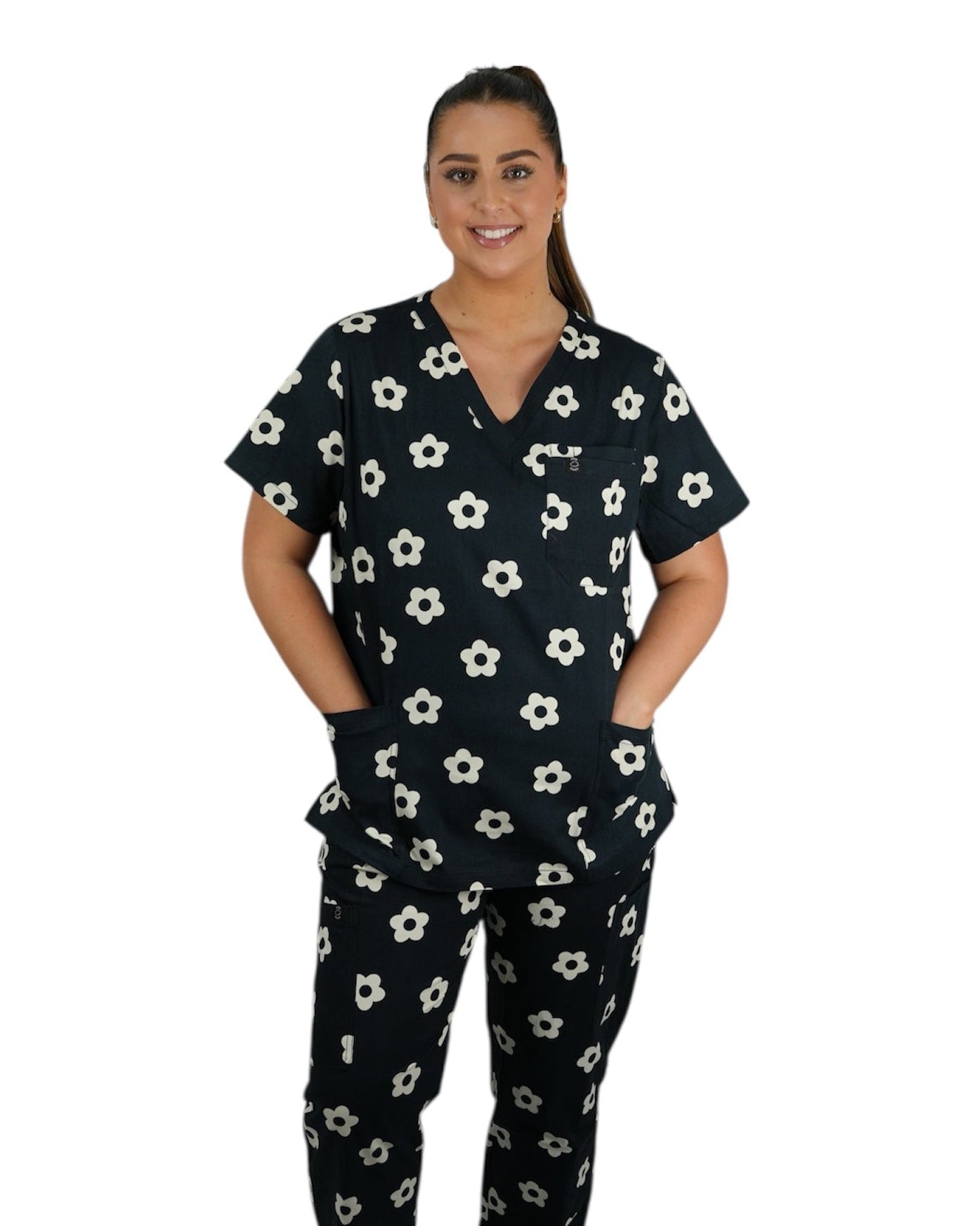 After Hours Flowers Scrub Set